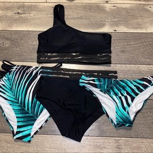 Black and Teal Bikini Set